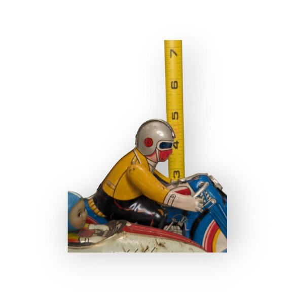 Vintage Wind Up Metal Schylling Collector Series Motorcycle & Side Car Toy - Picture 6 of 6